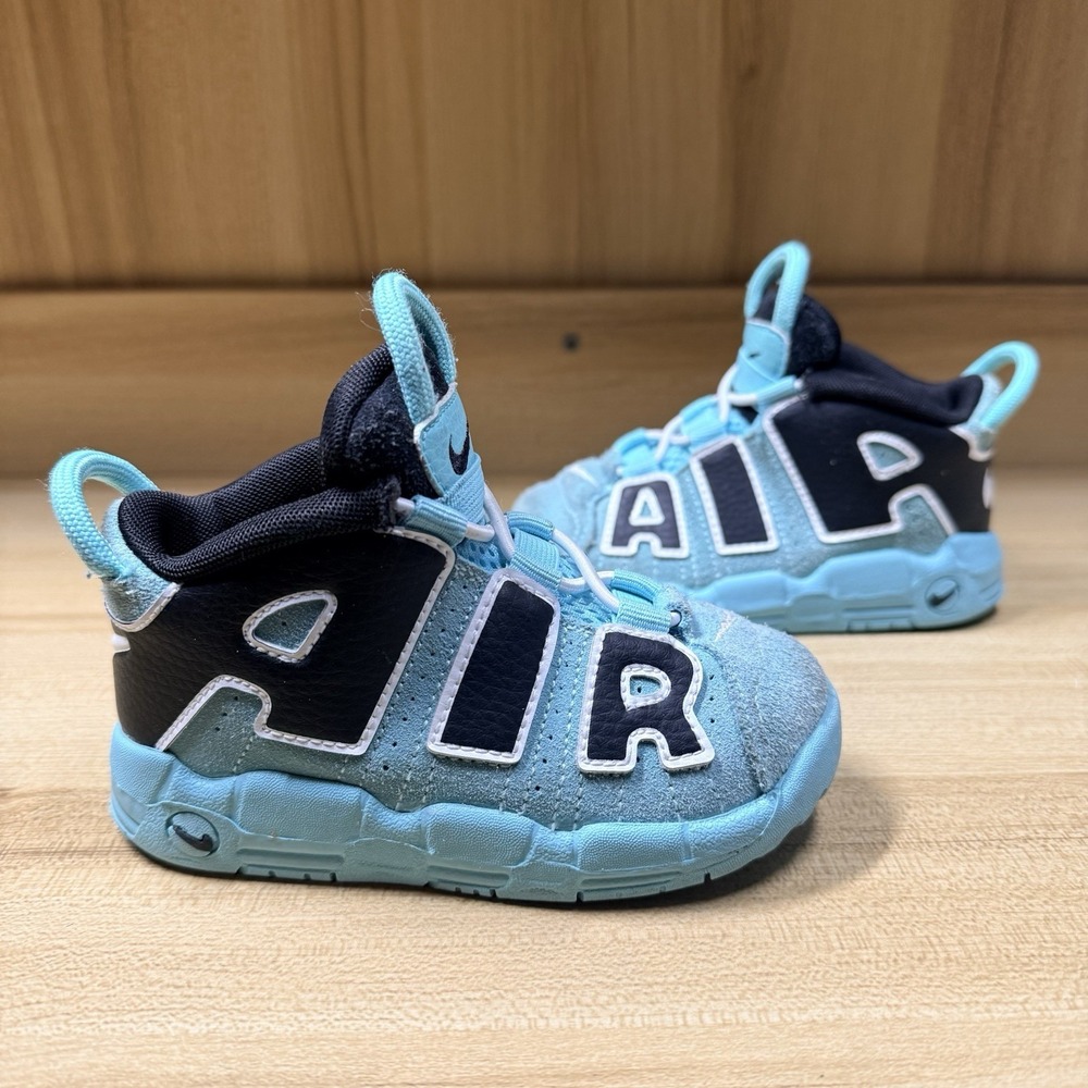 Nike Air More Uptempo TD Light Aqua Black Toddler CK0825-403 Size 8c